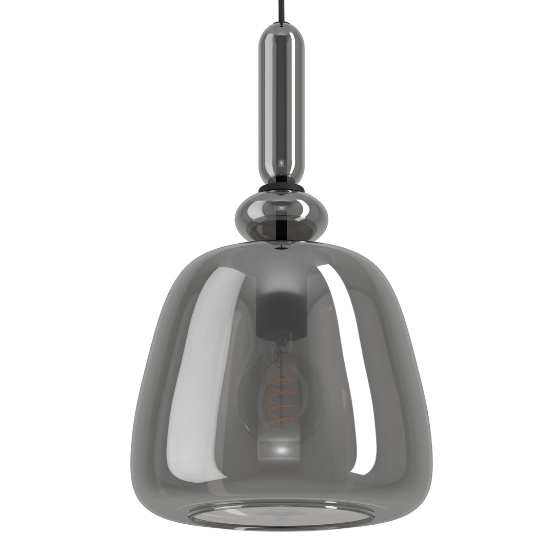 Hängeleuchte Bovino schwarz Glas bedampft schwarz-transparent 1X40W H:150 Ø 26 cm in