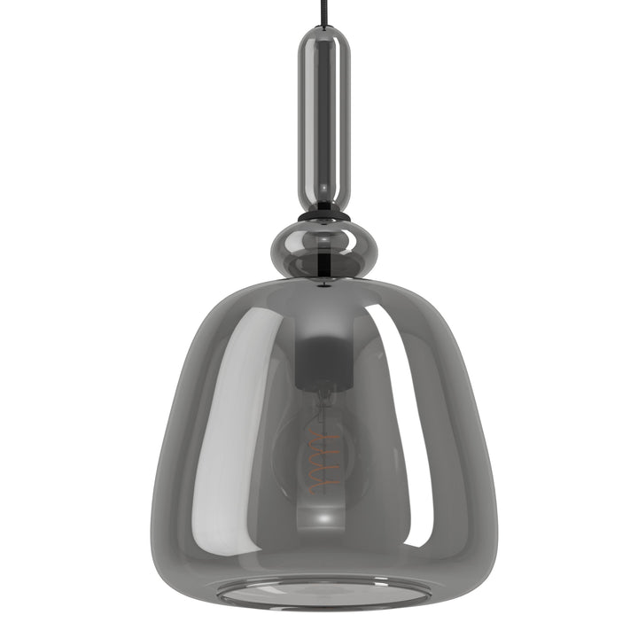 Hängeleuchte Bovino schwarz Glas bedampft schwarz-transparent 1X40W H:150 Ø 26 cm in