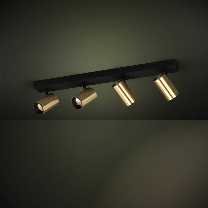 Spot Cumaribo black, brass 4X4.5W L:64 cm in