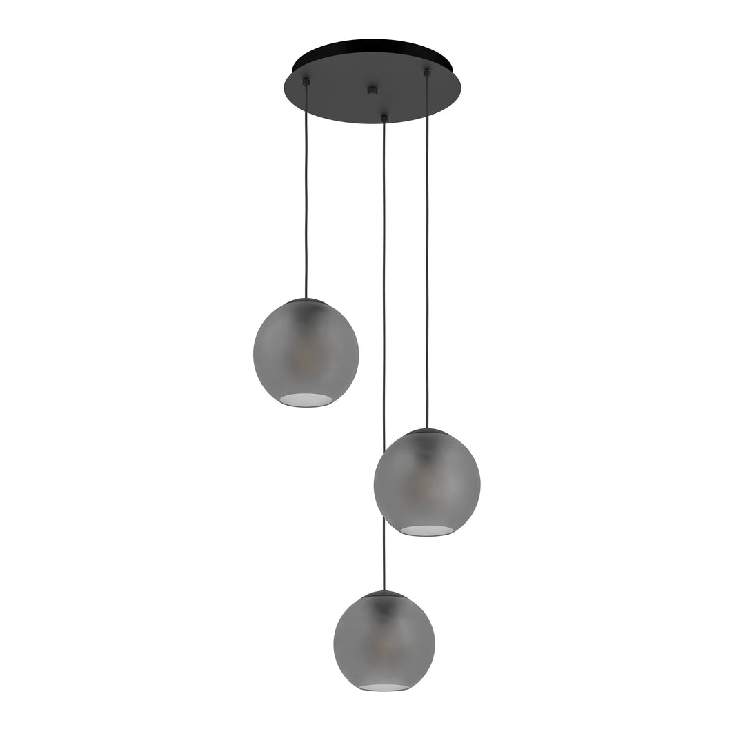 Hängeleuchte Arangona schwarz Glas grau matt 3X40W H:150 Ø 45,5 cm in