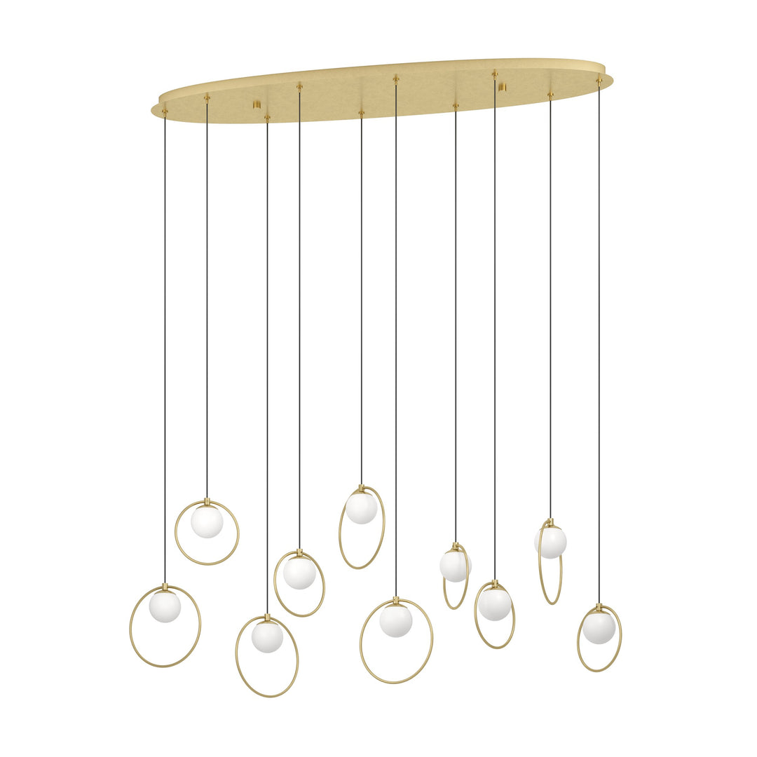Hängeleuchte Portocolom messing, gold Glas opal-matt weiss 10X3W L:116 H:150 cm in