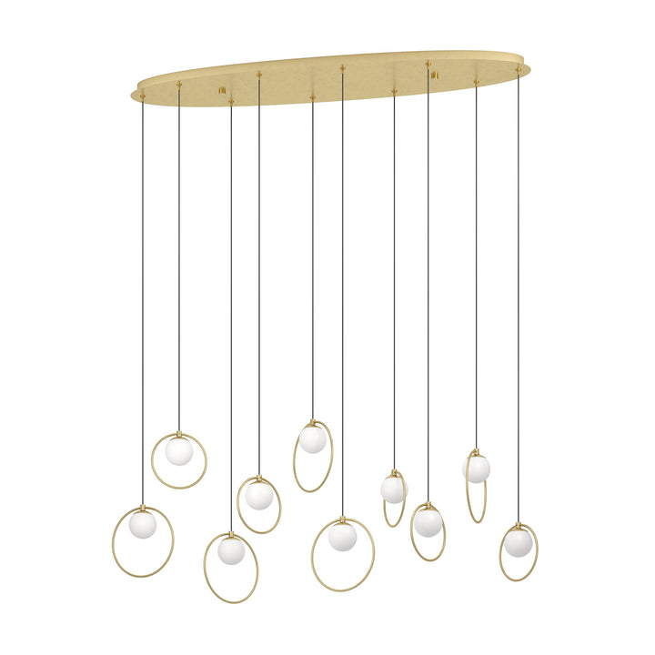Hängeleuchte Portocolom messing, gold Glas opal-matt weiss 10X3W L:116 H:150 cm in