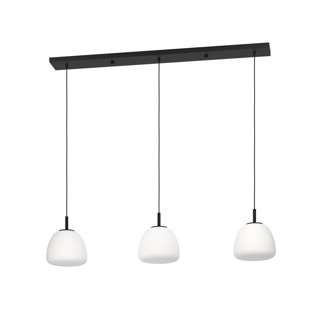 Hängeleuchte Balmes schwarz Glas opal-matt weiss 3X40W L:123 H:150 cm in