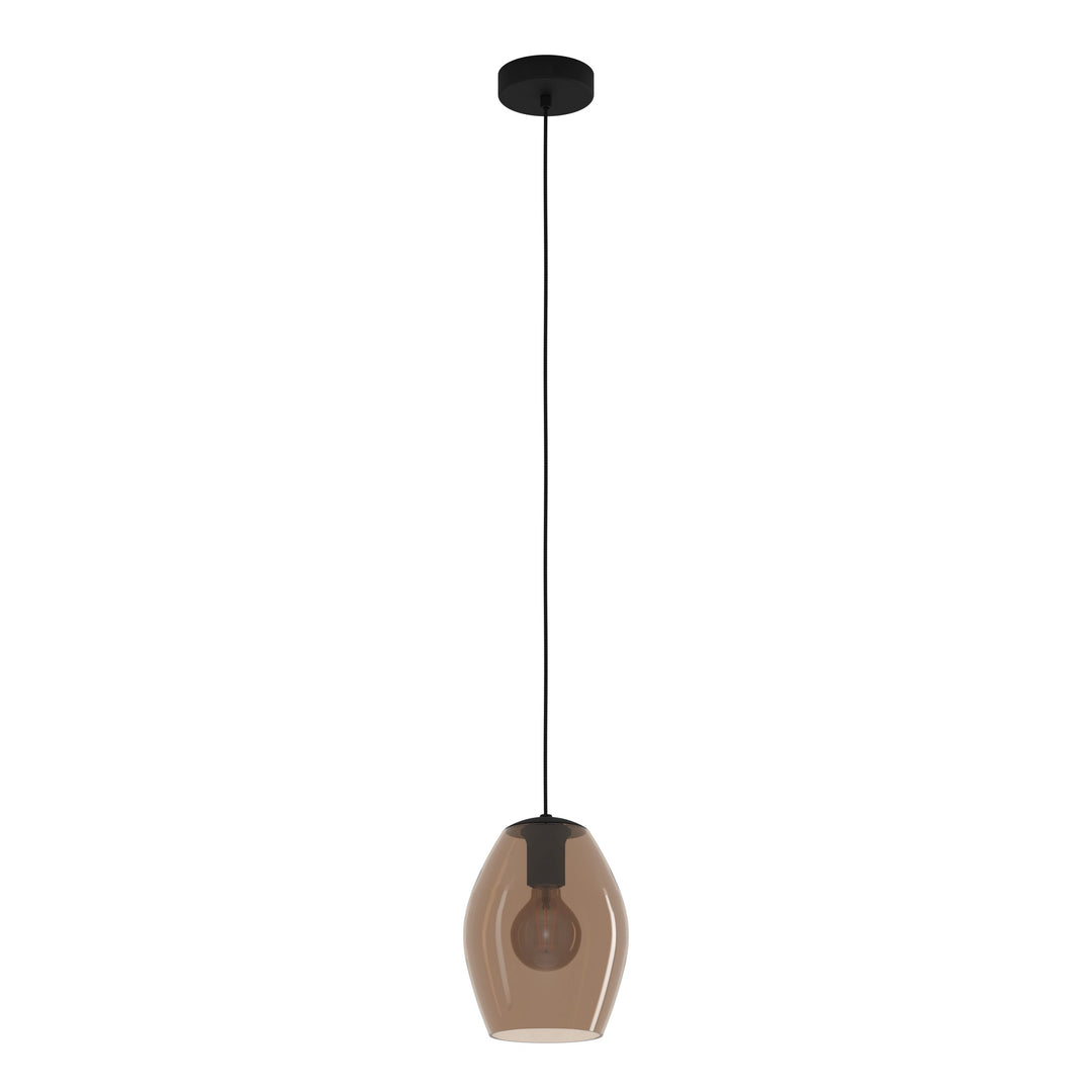 Hängeleuchte Estanys 1 schwarz Glas braun-transparent 1X40W H:150 Ø 19 cm in