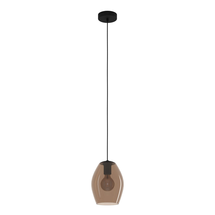 Hängeleuchte Estanys 1 schwarz Glas braun-transparent 1X40W H:150 Ø 19 cm in