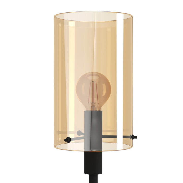 Stehleuchte Polverara mit Schalter schwarz Glas bedampft amber 1X40W H:155 Ø 18 cm in