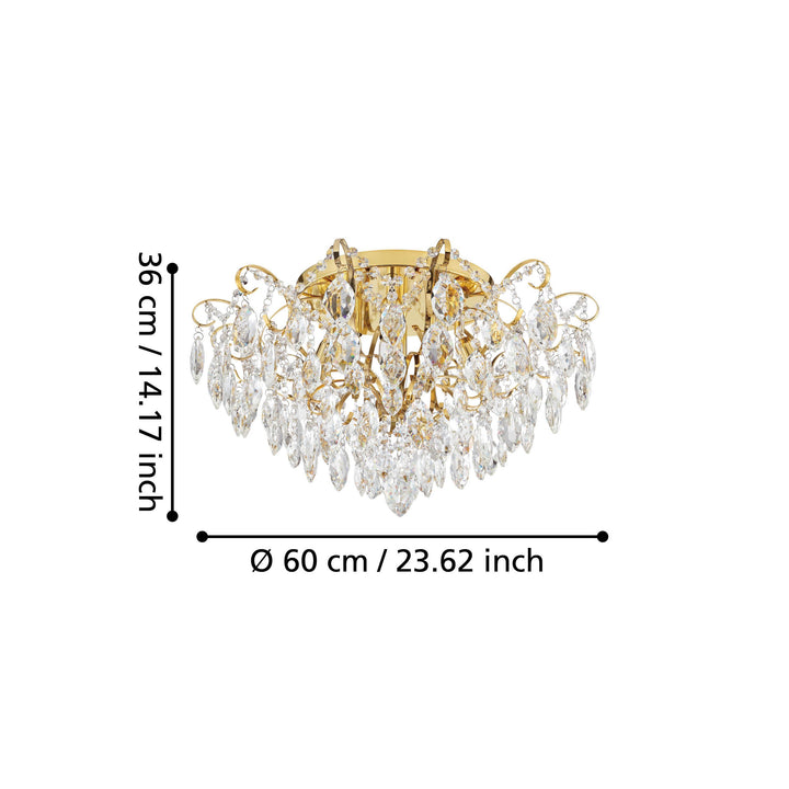 Deckenleuchte Fenoullet 1 messing Brillantglas klar 6X25W H:35,5 Ø 60 cm in