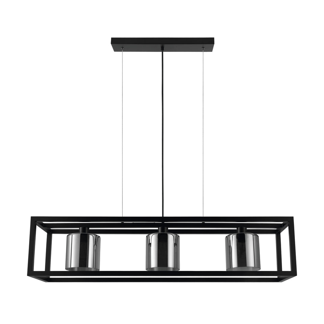 Brisling hanging light black glass vaporized black-transparent 3X60W L:110 H:110 cm in