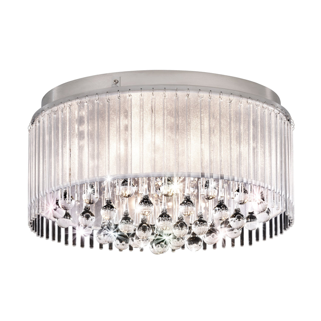 Ceiling light Montesilvano chrome, clear glitter foil clear 6X3W H:29.5 Ø 46.5 cm in