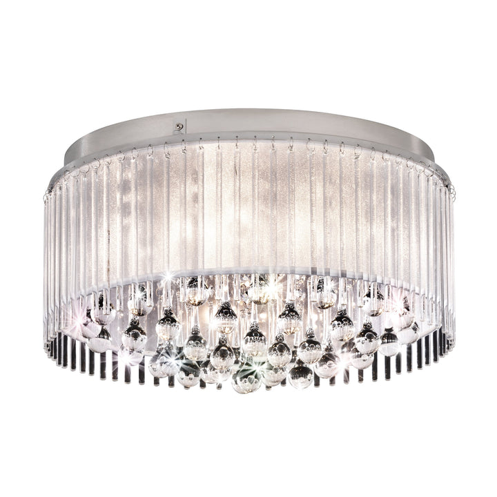 Ceiling light Montesilvano chrome, clear glitter foil clear 6X3W H:29.5 Ø 46.5 cm in
