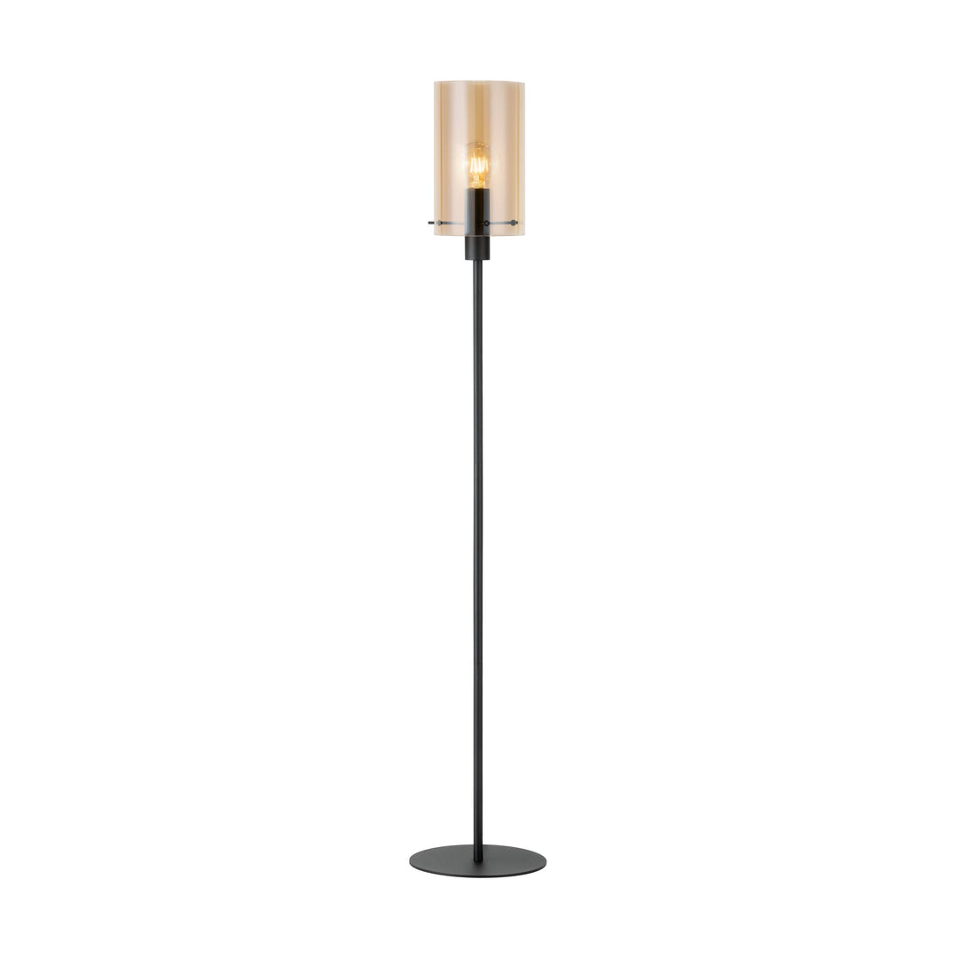 Stehleuchte Polverara mit Schalter schwarz Glas bedampft amber 1X40W H:155 Ø 18 cm in