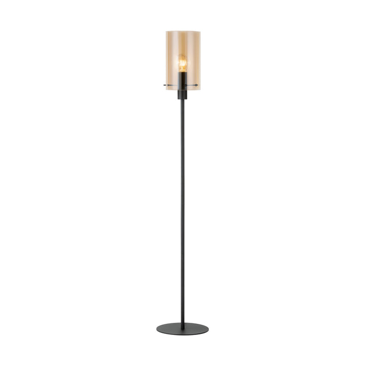 Stehleuchte Polverara mit Schalter schwarz Glas bedampft amber 1X40W H:155 Ø 18 cm in