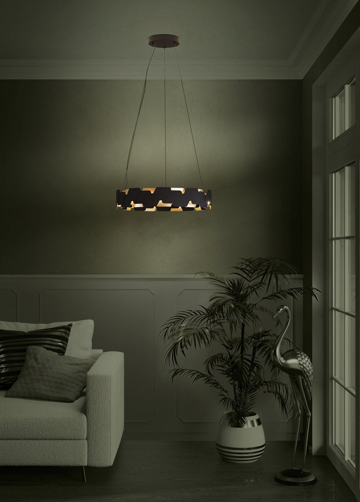 Hängeleuchte Altagracia schwarz, gold 2X36W H:150 Ø 61,5 cm in