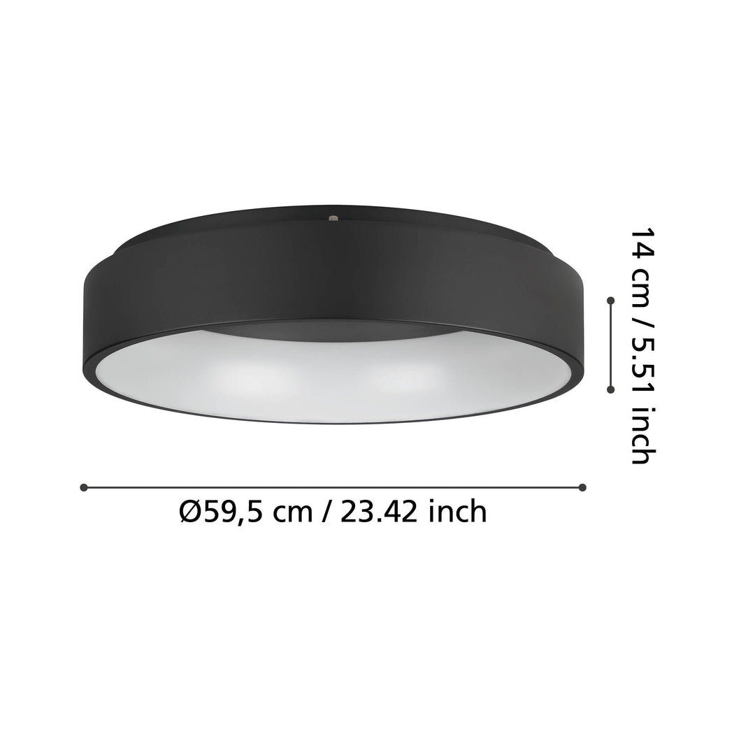 Deckenleuchte Marghera 2 schwarz Kunststoff weiss 4X8,8W H:13,5 Ø 59,5 cm in