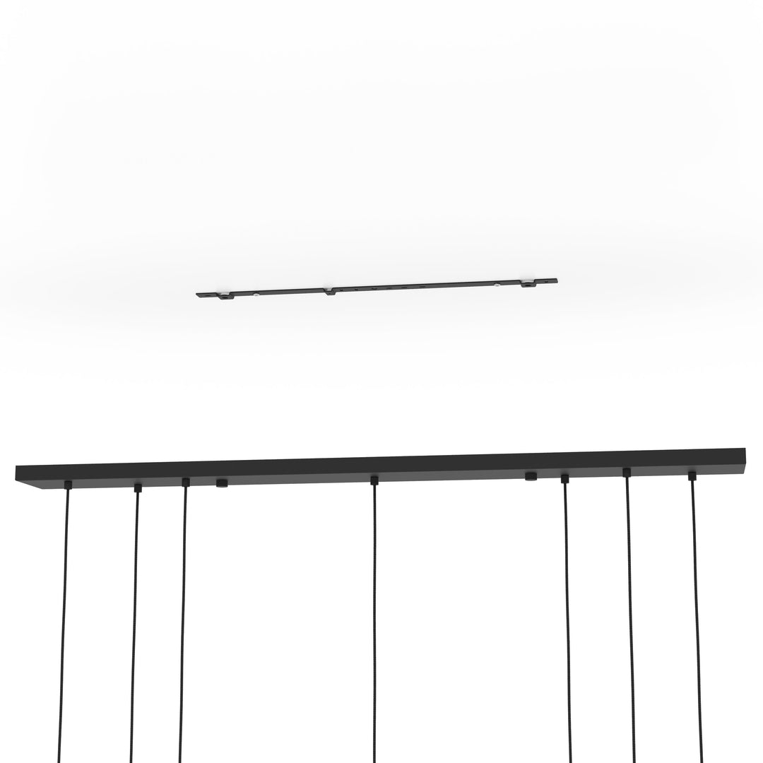 Pendant lamp Paz black, brass-brushed glass opal-matt white 7X40W L:144,5 H:150 cm in