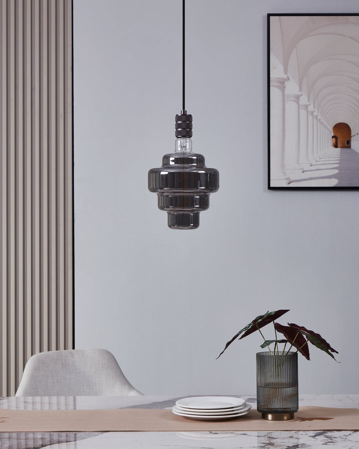 Light source Lm_led_e27 glass black-transparent 1X4W L:29 Ø 20 cm in