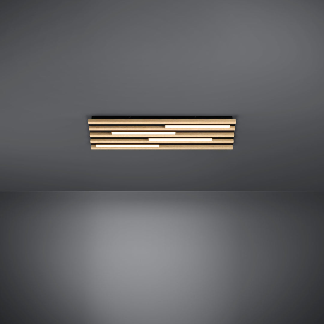 Wall / ceiling light Marreira black wood brown 4X9W L:78 H:6 cm in