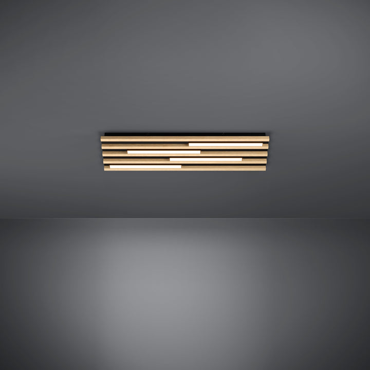 Wall / ceiling light Marreira black wood brown 4X9W L:78 H:6 cm in