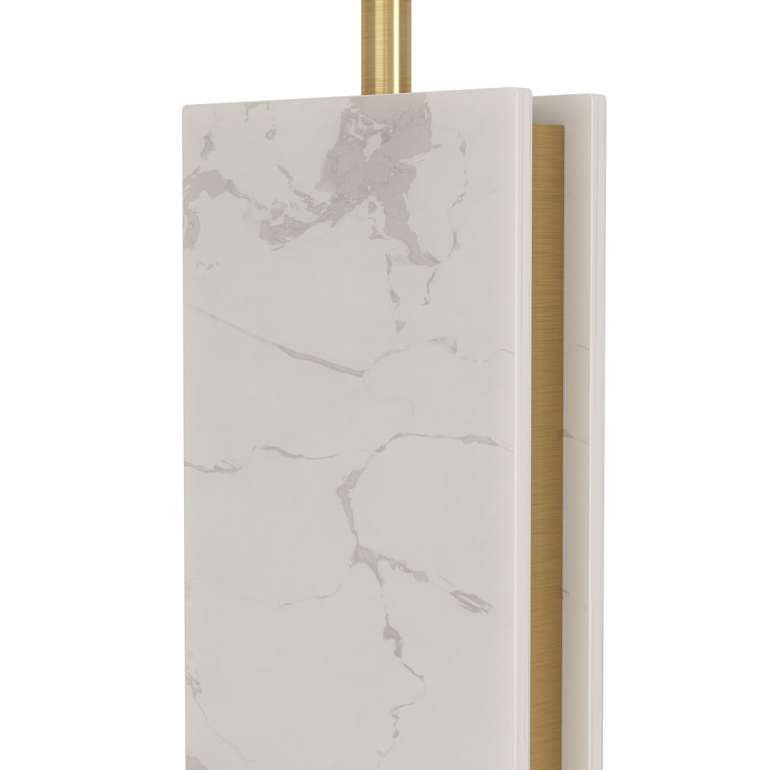 Table lamp Belesar with switch brass-brushed, white textile white 1X40W H:67 Ø 38 cm in