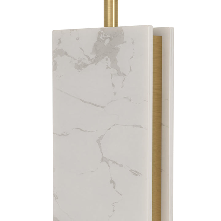 Table lamp Belesar with switch brass-brushed, white textile white 1X40W H:67 Ø 38 cm in