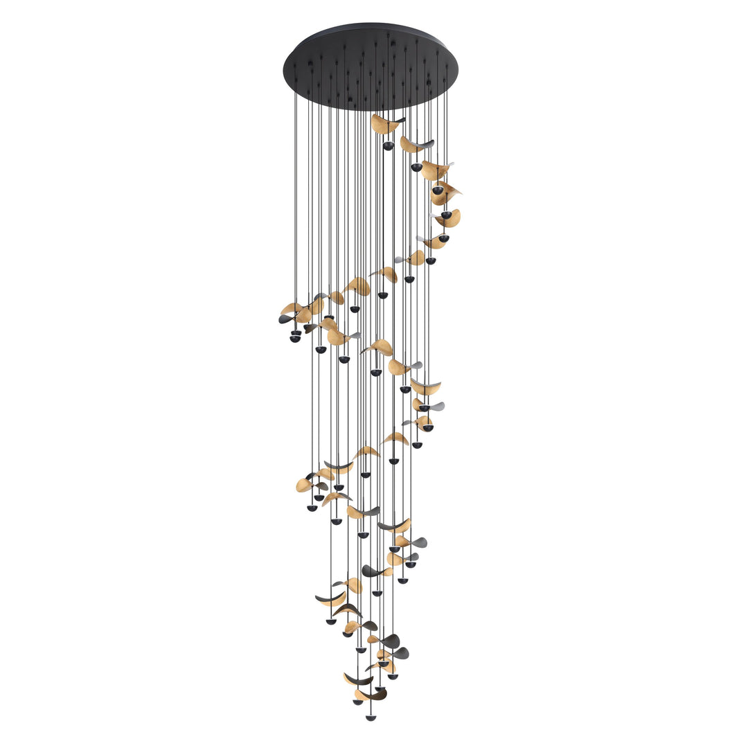 Hanging lamp Dracera black steel black, gold 40X1,8W H:334 Ø 82 cm in