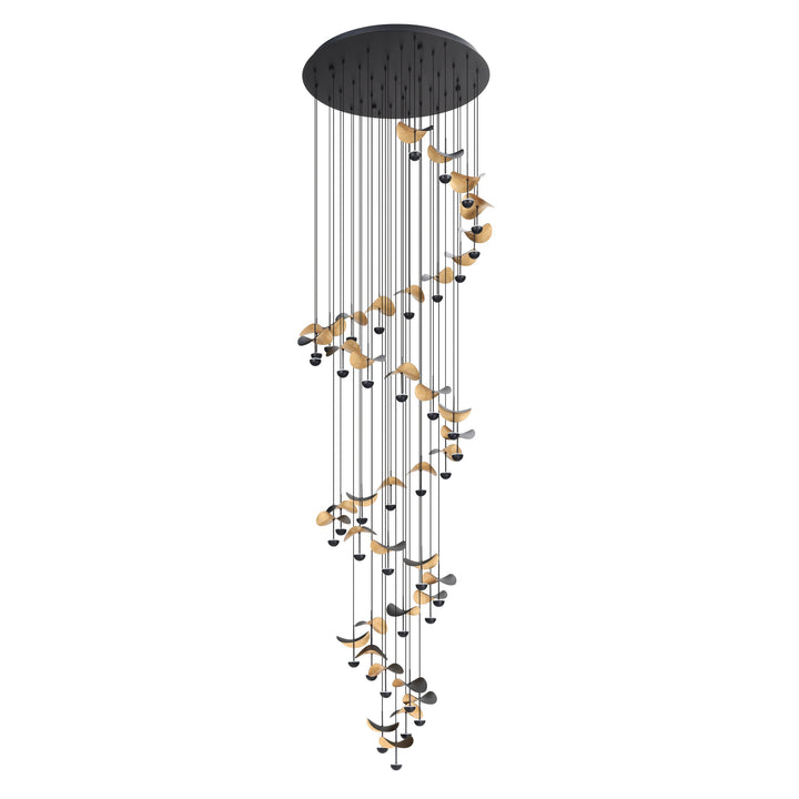 Hanging lamp Dracera black steel black, gold 40X1,8W H:334 Ø 82 cm in