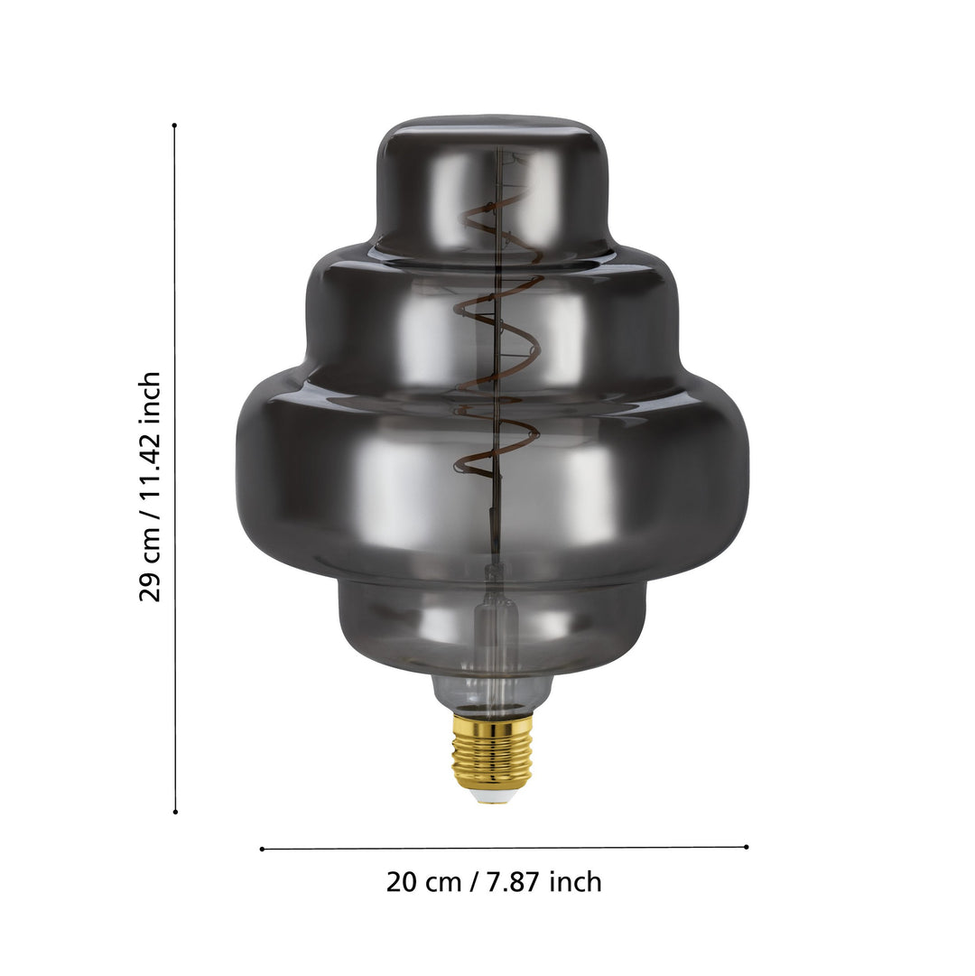 Light source Lm_led_e27 glass black-transparent 1X4W L:29 Ø 20 cm in