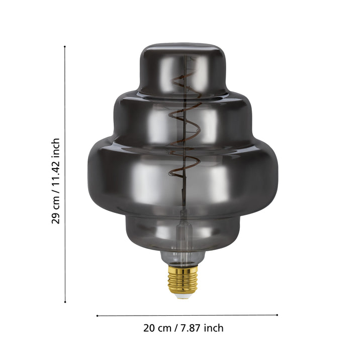Light source Lm_led_e27 glass black-transparent 1X4W L:29 Ø 20 cm in