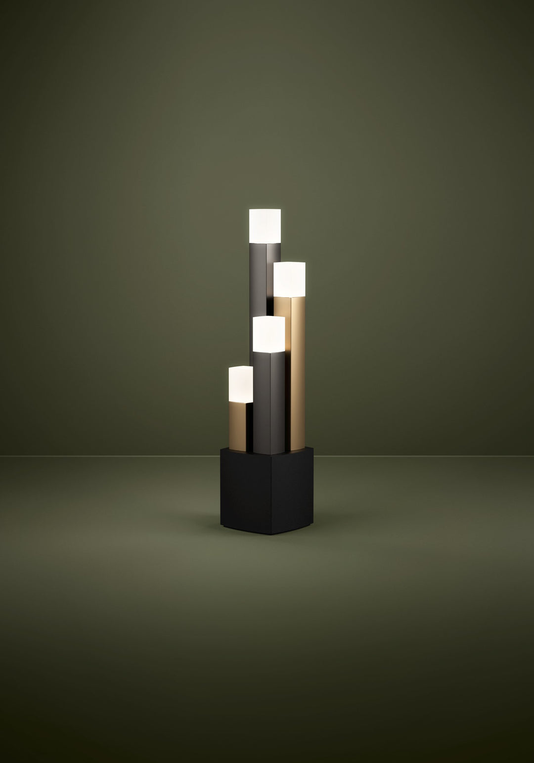 Tischleuchte Estanterios mit Dimmer (Touchdimmer) schwarz, braun, gold Kunststoff satiniert 4X3,7W H:42,5 cm in