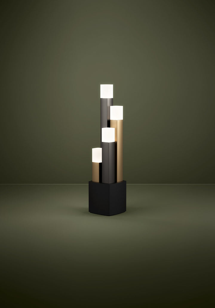 Tischleuchte Estanterios mit Dimmer (Touchdimmer) schwarz, braun, gold Kunststoff satiniert 4X3,7W H:42,5 cm in