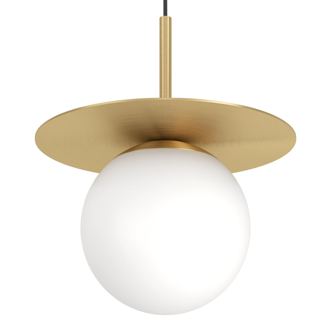 Hängeleuchte Arenales messing-gebürstet Glas opal-matt weiss 1X40W H:150 Ø 18 cm in