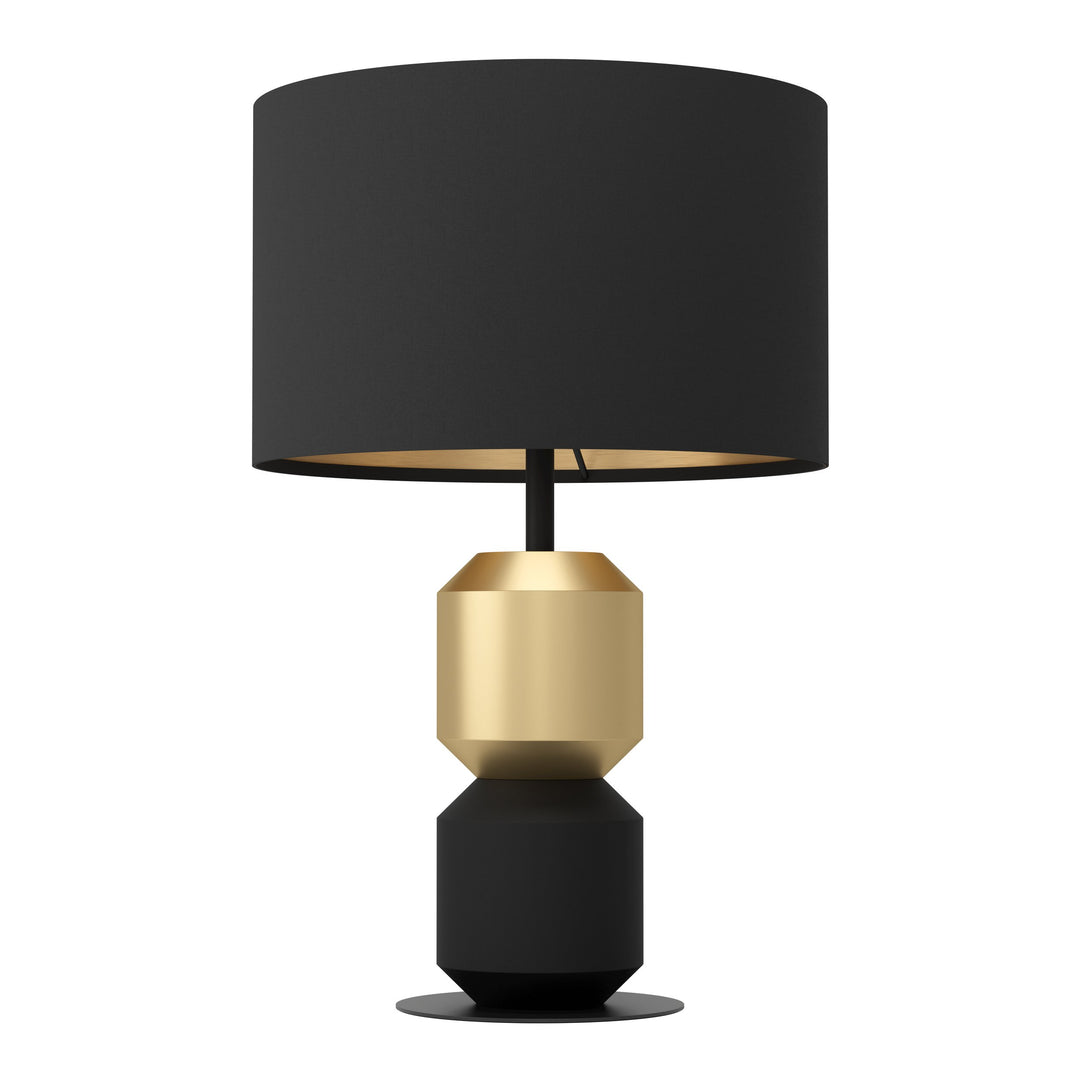 Tischleuchte Laurignano mit Schalter schwarz, gold Textil schwarz, messing 1X40W H:49 Ø 32 cm in