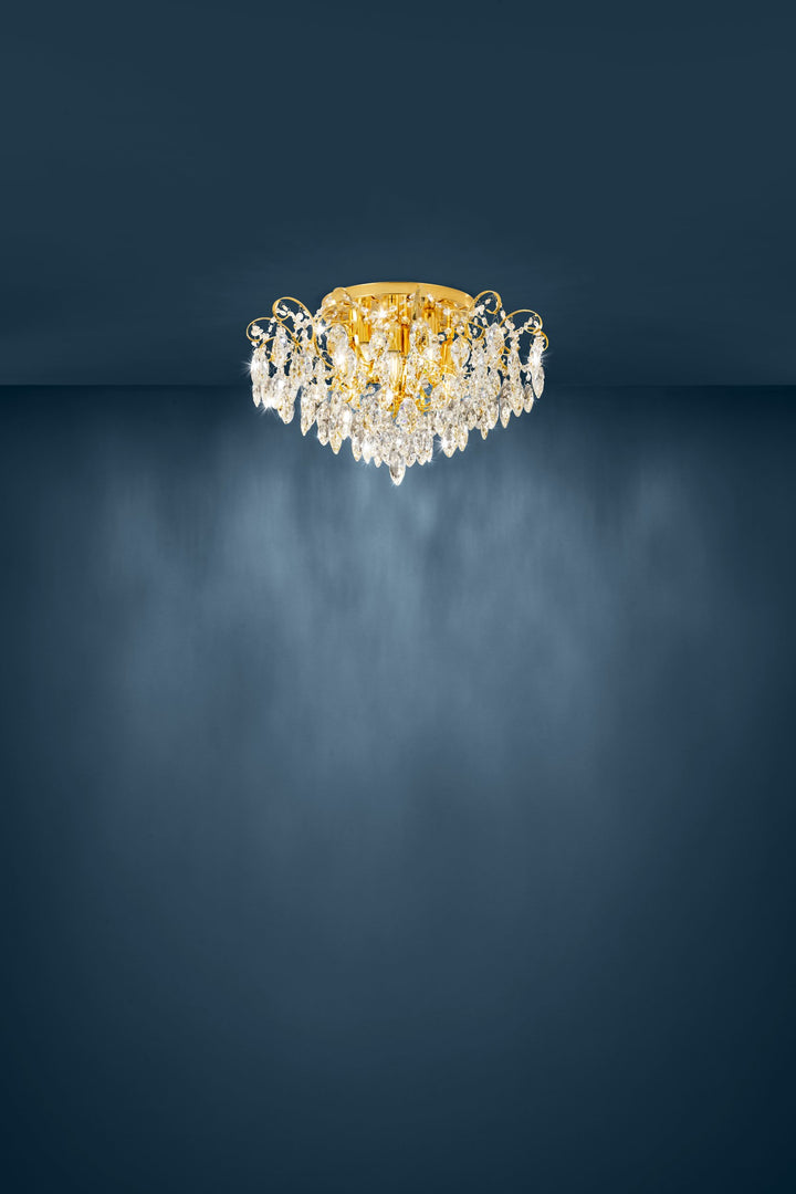 Deckenleuchte Fenoullet 1 messing Brillantglas klar 6X25W H:35,5 Ø 60 cm in