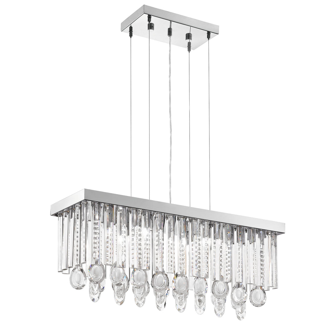 Hängeleuchte Calaonda chrom Brillantglas klar 7X33W L:69 H:110 cm in