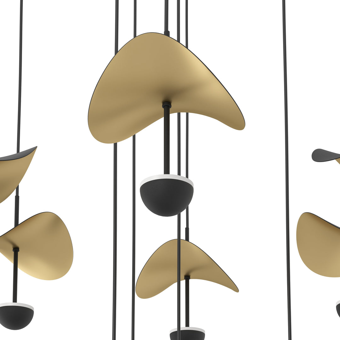 Hanging lamp Dracera black steel black, gold 10X2,3W H:150 Ø 58 cm in