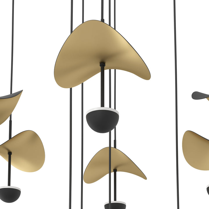 Hanging lamp Dracera black steel black, gold 10X2,3W H:150 Ø 58 cm in