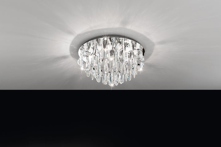 Deckenleuchte Calaonda chrom Brillantglas klar 7X33W H:31 Ø 58 cm in