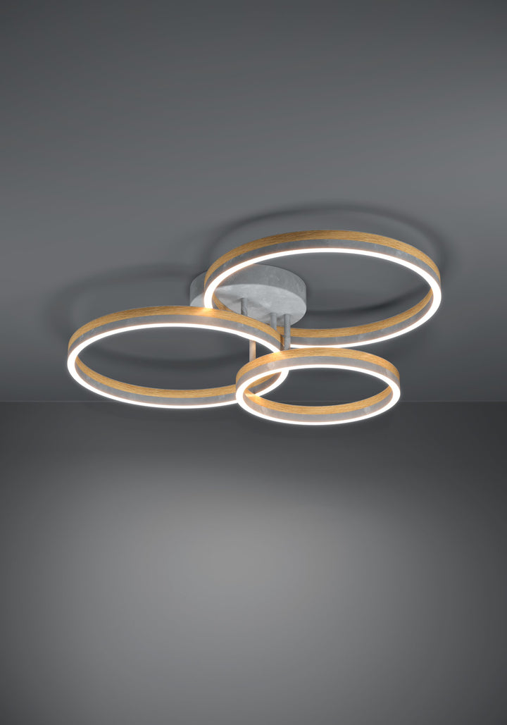 Deckenleuchte Cadinaro grau, braun Kunststoff weiss 1X12,5W und 2X15,5W L:73 H:14,5 cm in