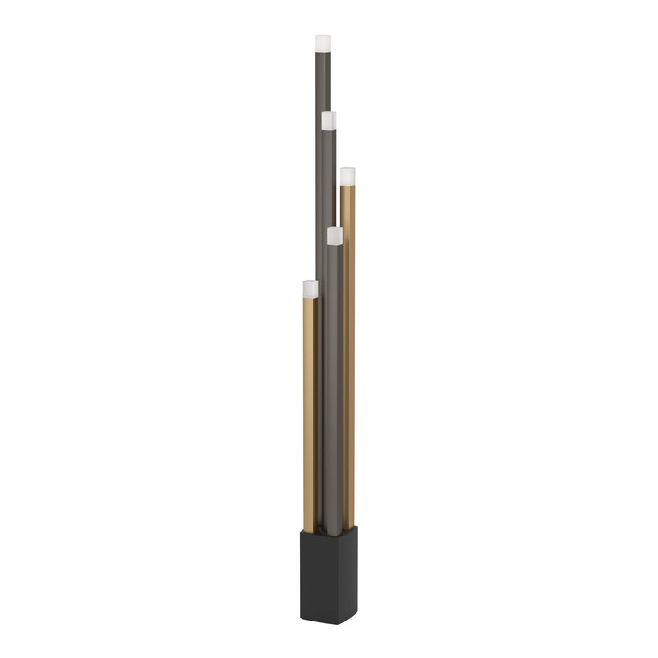 Stehleuchte Estanterios mit Dimmer (Touchdimmer) schwarz, braun, gold Kunststoff satiniert 5X3,7W H:160 cm in