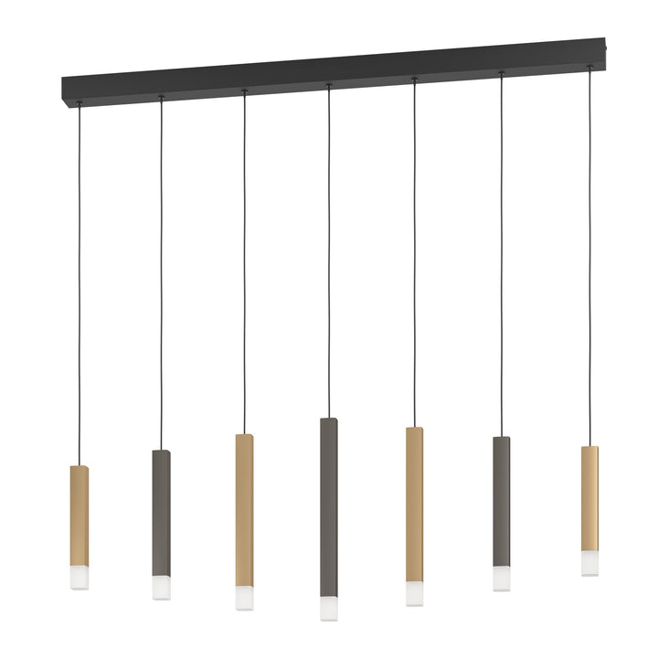 Hängeleuchte Estanterios schwarz, braun, gold Kunststoff satiniert 7X3,1W L:108 H:150 cm in