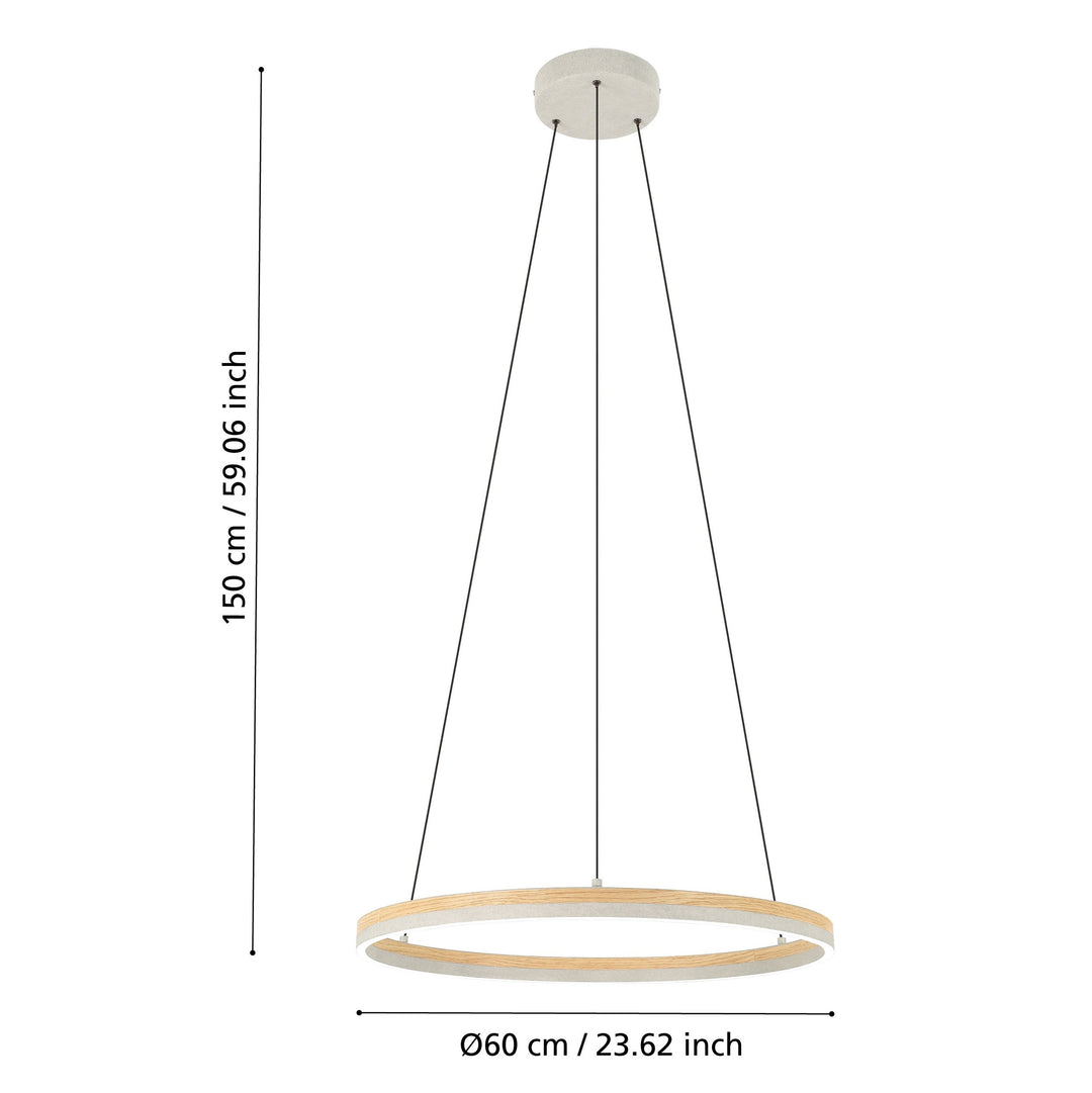 Hängeleuchte Cadinaro grau, braun Kunststoff weiss 36W H:150 Ø 60 cm in