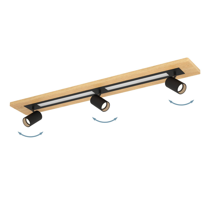 Deckenleuchte Torrestralle  braun, schwarz Kunststoff weiss 2X12W und 3X4,5W L:112 H:15 cm in