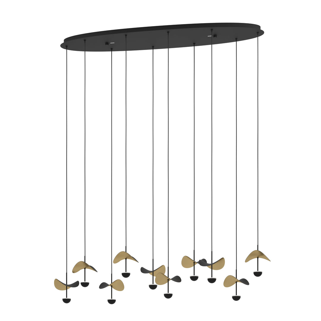 Hängeleuchte Dracera schwarz Stahl schwarz, gold 10X2,3W L:112 H:150 cm in