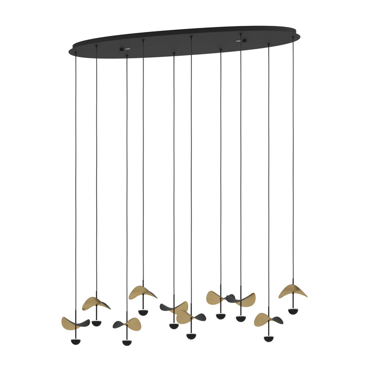 Hängeleuchte Dracera schwarz Stahl schwarz, gold 10X2,3W L:112 H:150 cm in